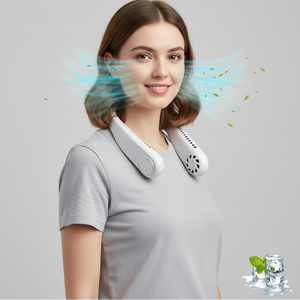 Mulher usando ventilador