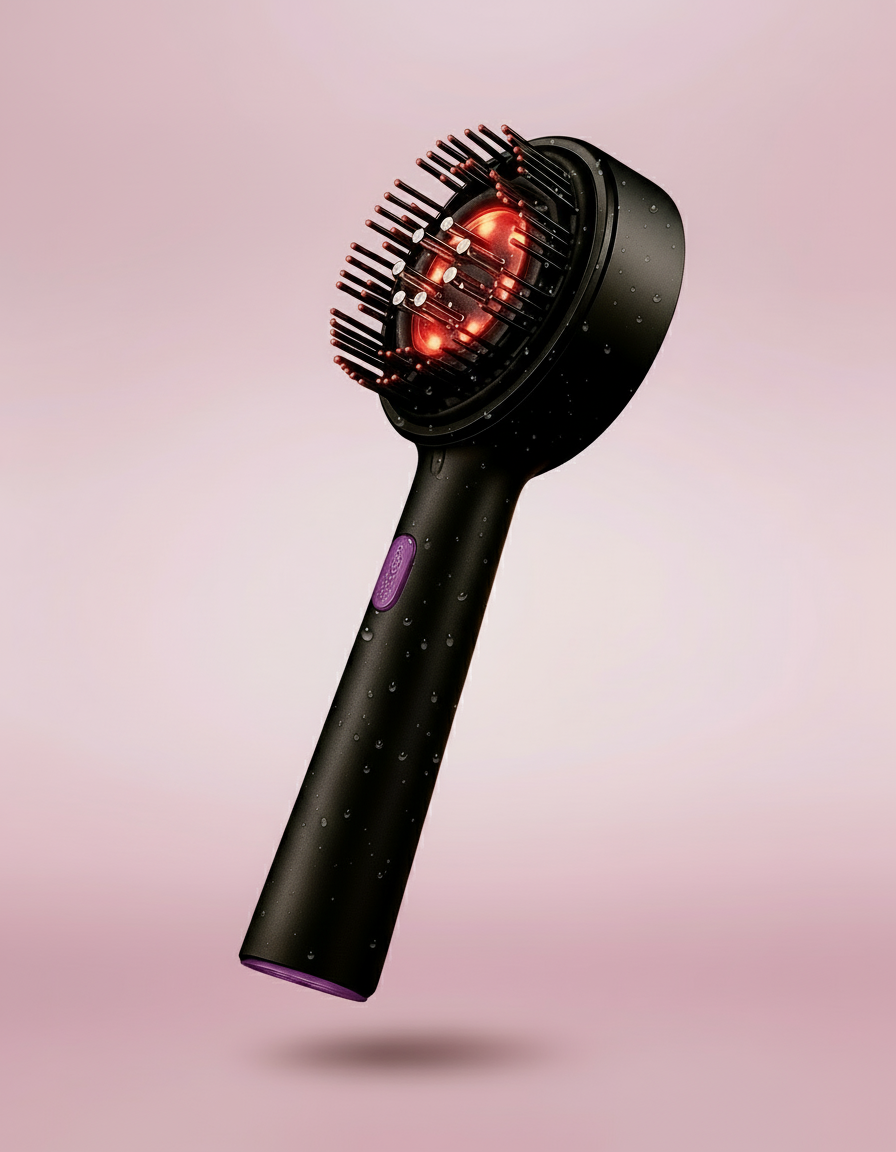 Secador de cabelo no fundo rosa